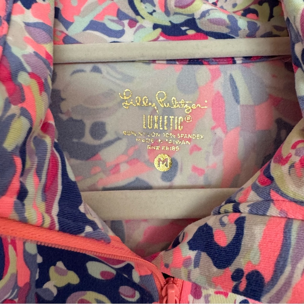Lilly Pulitzer Weekender Half Zip La Playa Medium Green Blue Pink Luxletic - Picture 2 of 6
